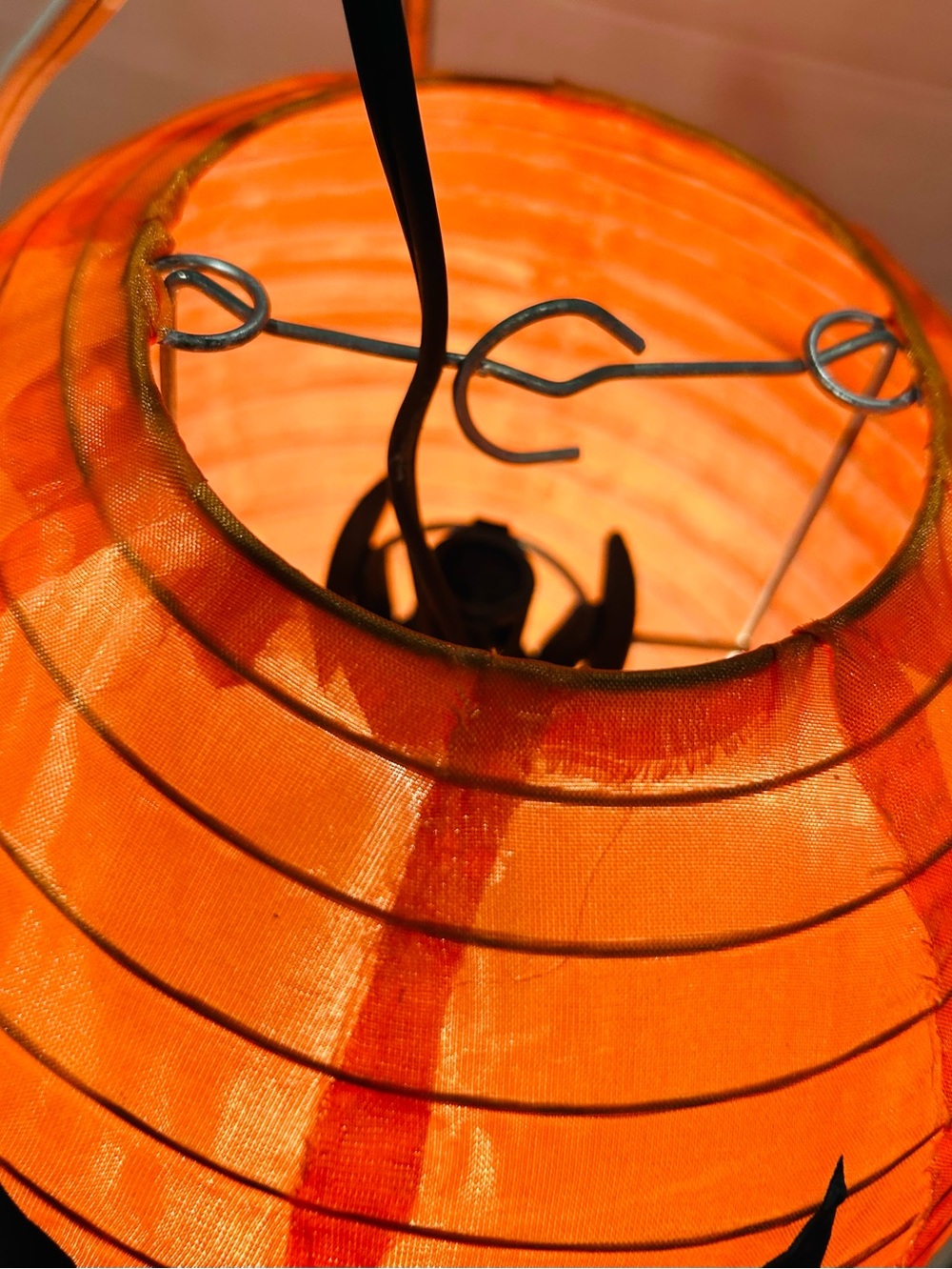 Vintage Hanging Halloween Lighted Fabric Pumpkin Jack-o'-lanterns 7x7 - Picture 8 of 9